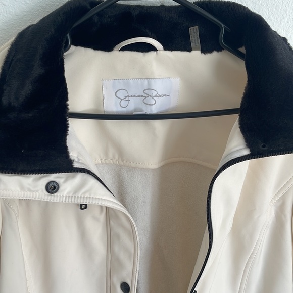 White with black fur coat/jacket. Jessica Simpson brand size large - Picture 2 of 5